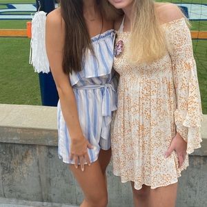 Blue and orange romper